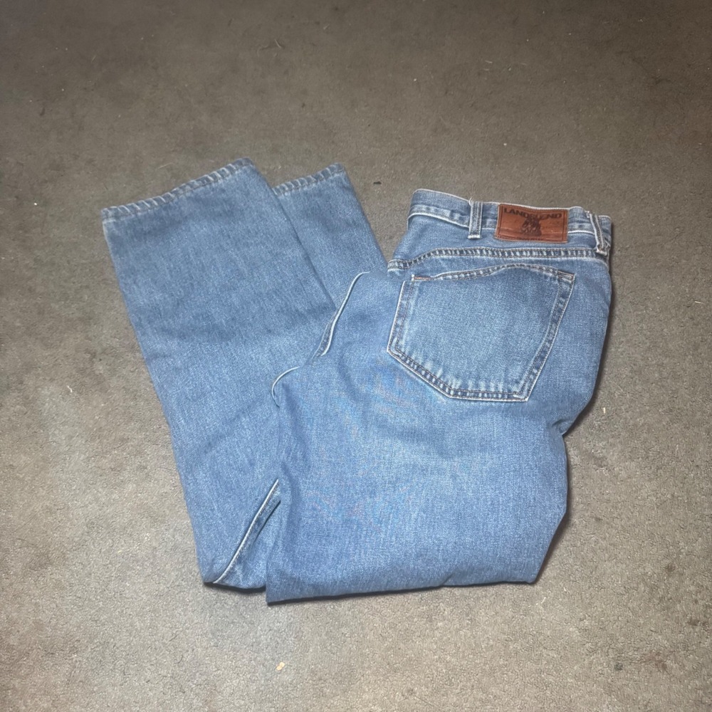 Lands End Square Rigger Mens Straight Fit Jeans Blue Denim Size 36 Workwear